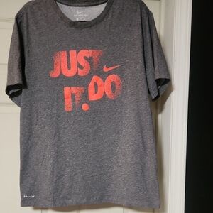 Nike Men's Gray Tee with Red Graphic